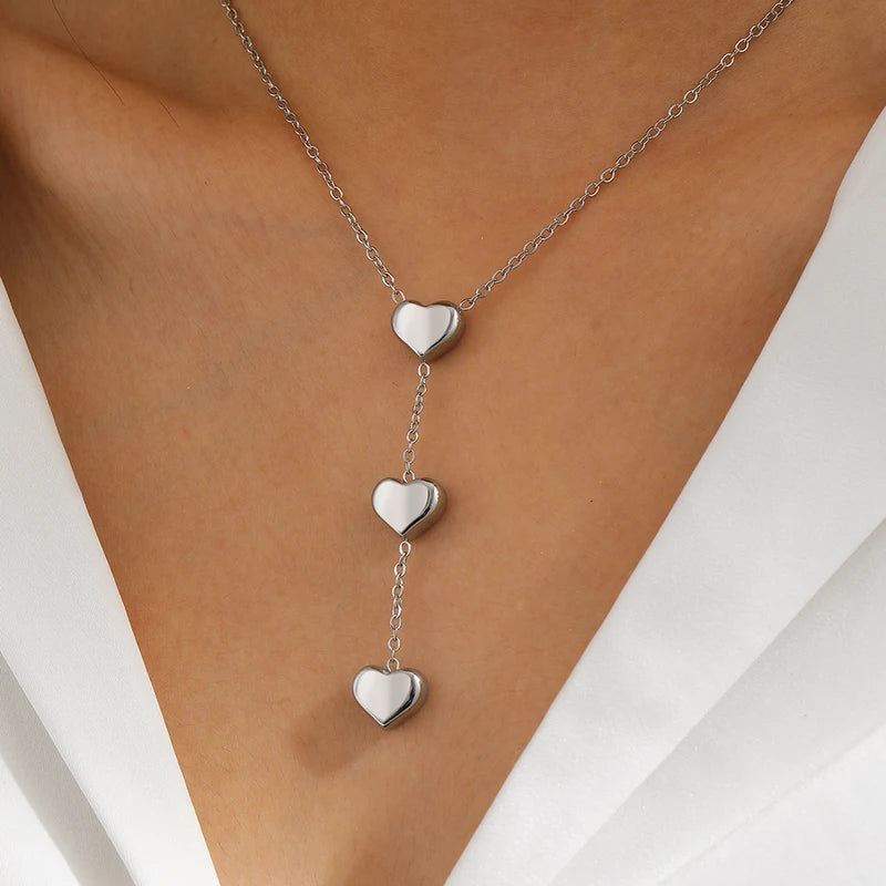 Small Peach Heart Pendant Necklace for Women - Valentine's Day Gift Jewelry