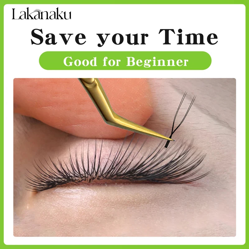 Premade 2D Eyelash Extensions M Curl Fan L-Shaped Eyelash Clusters for Lash Extension