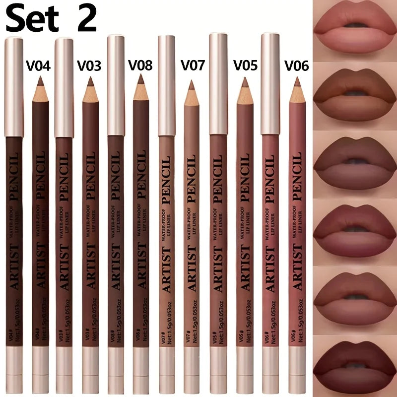 6-Piece Lip Makeup Kit with Long-Lasting Matte Waterproof Lipstick & Lip Liners