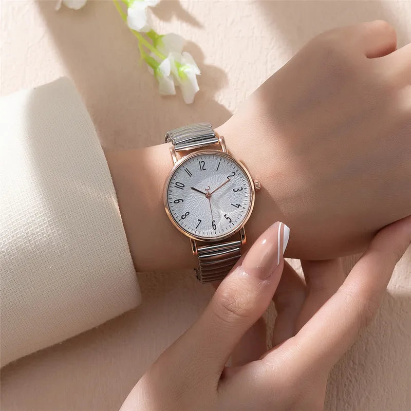 Women's Digital Quartz Watch Casual Stainless Steel Stretch Band - Multiple Colors