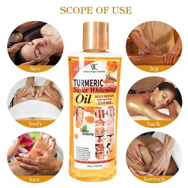 Turmeric Essential Oil for Skin and Body Massage - Moisturizing Aromatherapy Oil 200ml