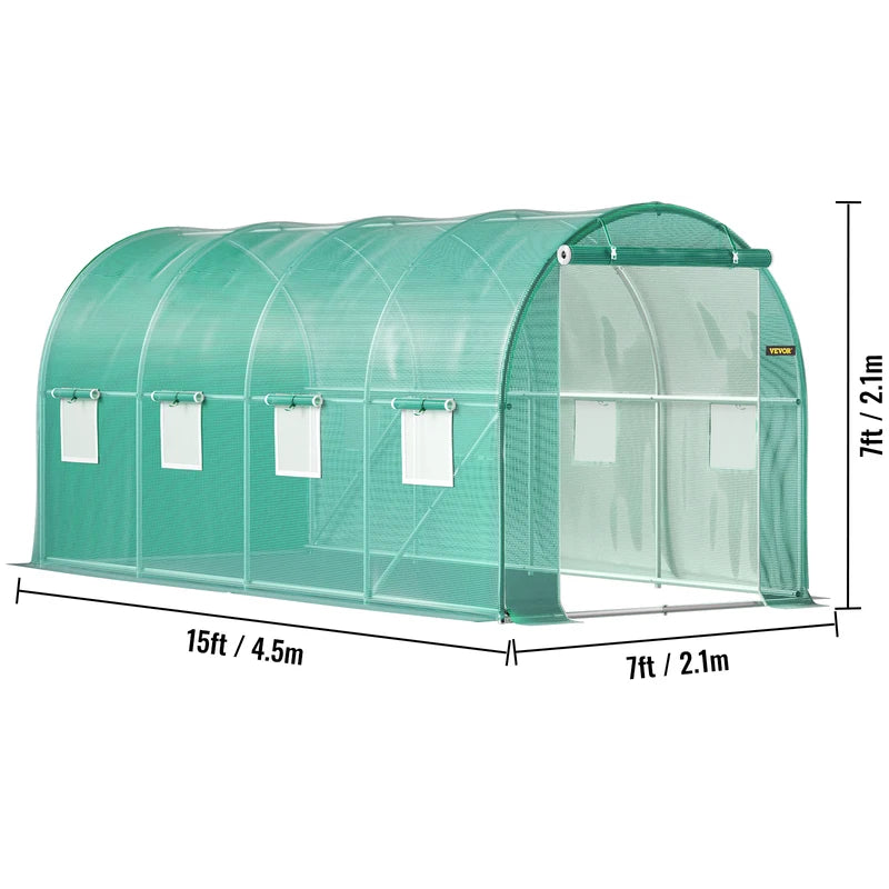 Walk-in Tunnel Greenhouse with Galvanized Frame & Waterproof Cover - Multiple Sizes