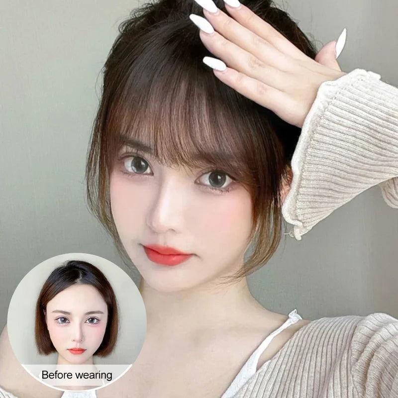 Clip-In Fake Bangs Hair Extension Synthetic Fringe for Face Face-Shaping Women