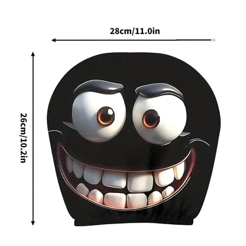 Halloween Car Headrest Covers 2pcs Spooky Skull & Funny Expression Design Universal Fit