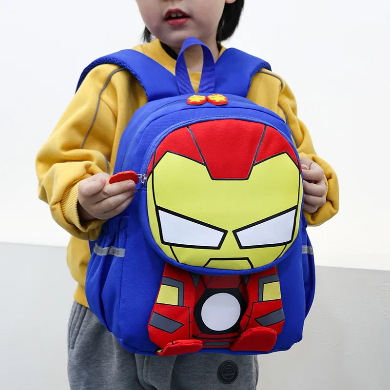 Kids Cartoon Spider-Man and Iron Man Backpack for School and Travel