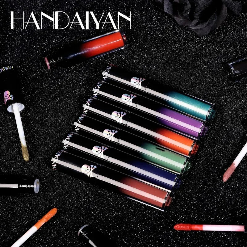 Halloween Goth Lipstick Set Long Lasting Matte Lip Gloss for Cosplay