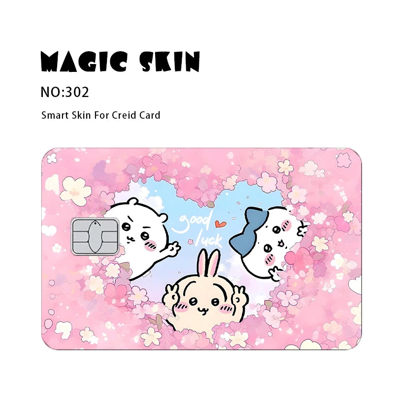 Anime Chiikawa Hachiware Usagi Poker Sticker Film Tape Skin for Credit Cards Waterproof Small Chip
