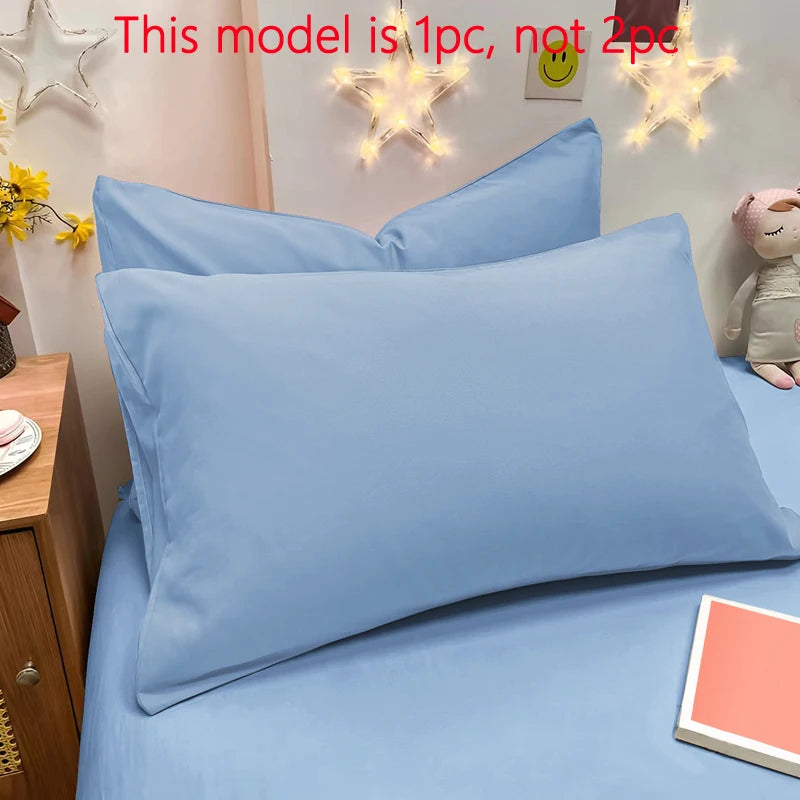 Matte Solid Color Pillowcase - Soft Bedding Cover for Bedroom, Sealed Pocket Design