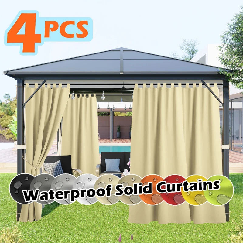 Outdoor Waterproof UV-Resistant Curtain Panels for Porch Pergola Gazebo