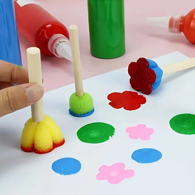 Mini Colorful DIY Painting Sponge Brush Set for Kids Arts and Crafts - 5 Pieces