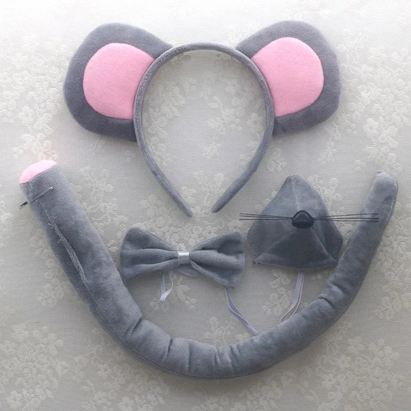 Kids Halloween Mouse Costume Set with Ears Tail Bowtie Skirt Gloves for Cosplay