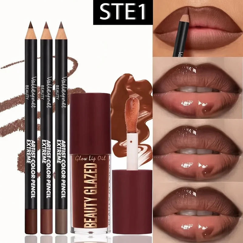 Lip Kit Set with Lip Liners and Lip Gloss - Waterproof, Long-Lasting Matte Finish, Versatile for Casual & Formal Wear