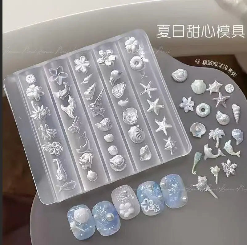 Silicone Nail Mold Heart Lace Design for DIY Nail Art - Multiple Colors
