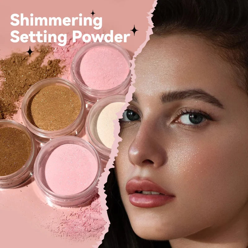 Long Lasting Oil Control Glitter Setting Powder with 4 Colors - Natural Matte Finish