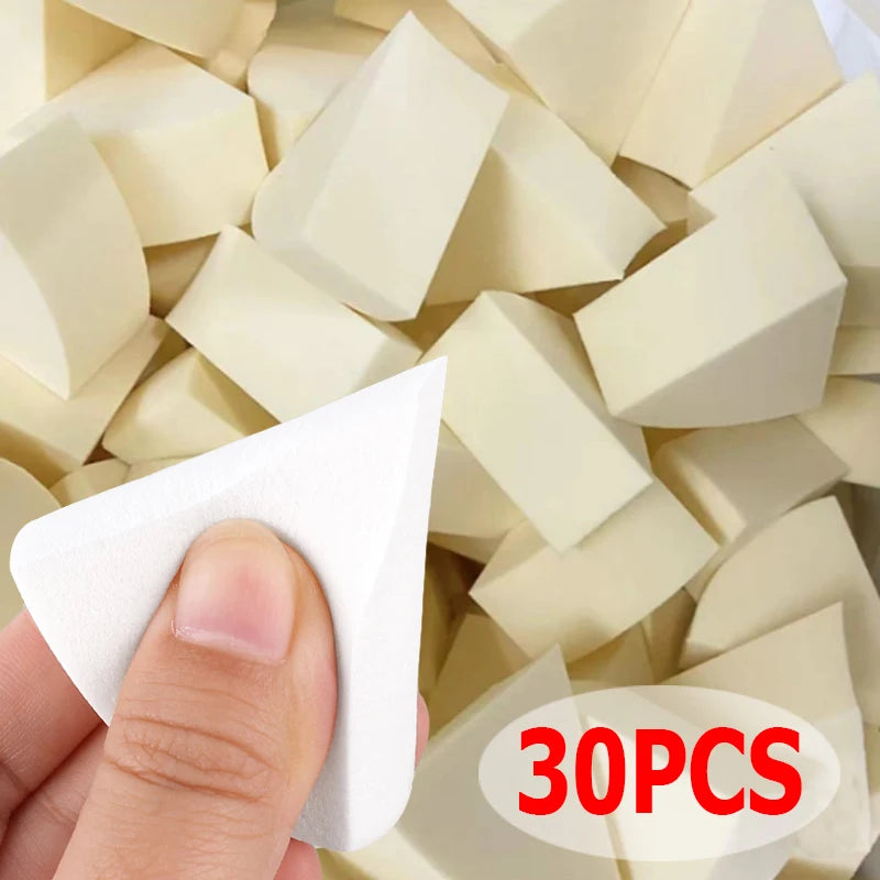 Triangle Makeup Sponge 30Pcs Set - Wet and Dry Use Face Powder Puffs
