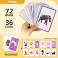 Double-Sided Animal Recognition Flash Cards for Kids Learning - 36 Pack