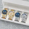 Men's Fashion Quartz Watch Set 4pcs Steel Band Arabic Dial Waterproof