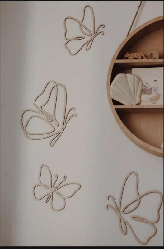 Wooden Butterfly Wall Decor Set - Nursery Baby Room Wall Art, Kids Room Decor