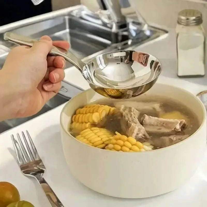 Stainless Steel Soup Ladle Large Ramen Spoon Kitchen Utensil Short Handle