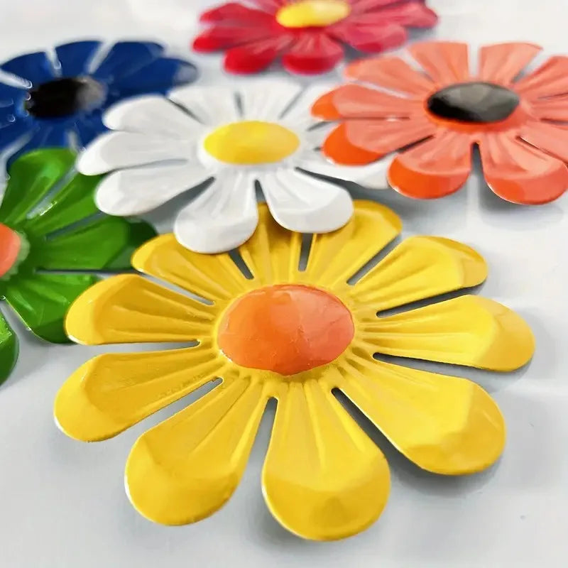 Outdoor Wall Sunflower Metal Decor 6-Pack Weatherproof Garden Art for Yard & Housewarming Gift