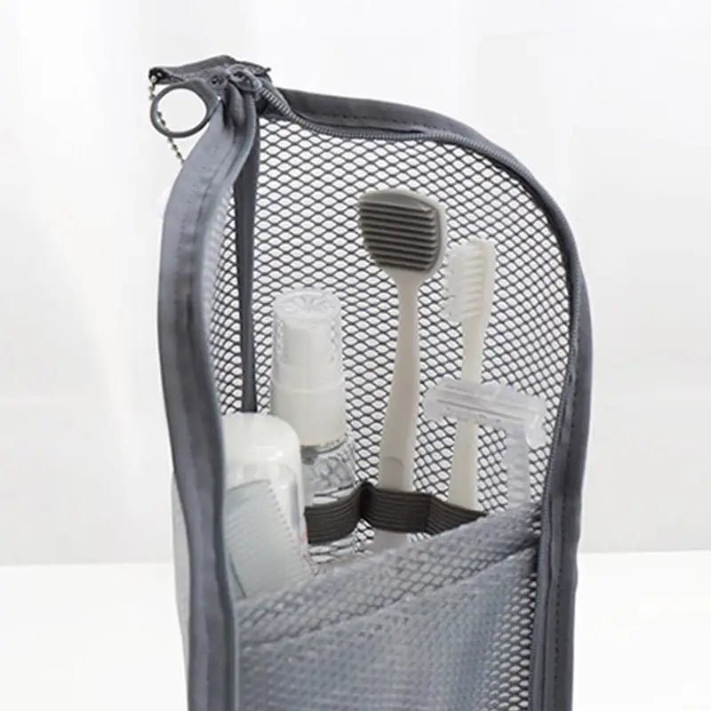Clear Mesh Cosmetic Bag for Travel and Makeup Organization with Zipper Closure