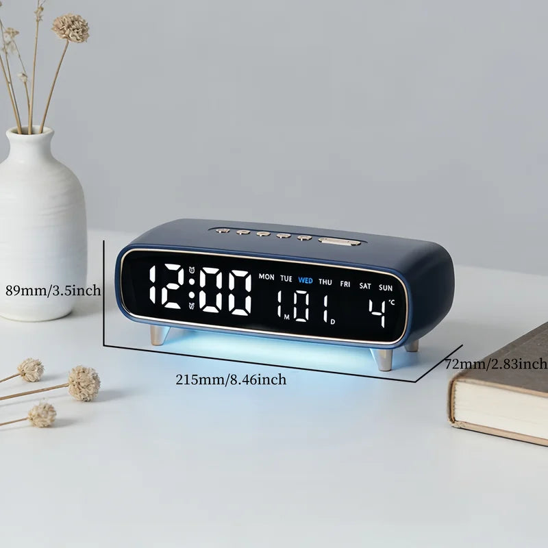 Digital Alarm Clock with Voice Control Temperature & Date Display, Brightness Adjustment