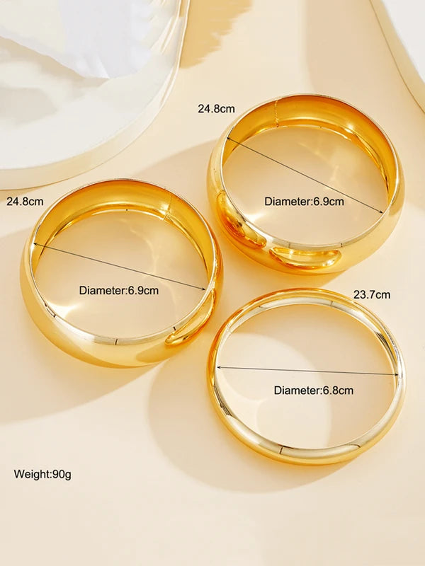 Vintage Exaggerated Metal Bangle Set for Women - Trendy Holiday Party Jewelry Gift
