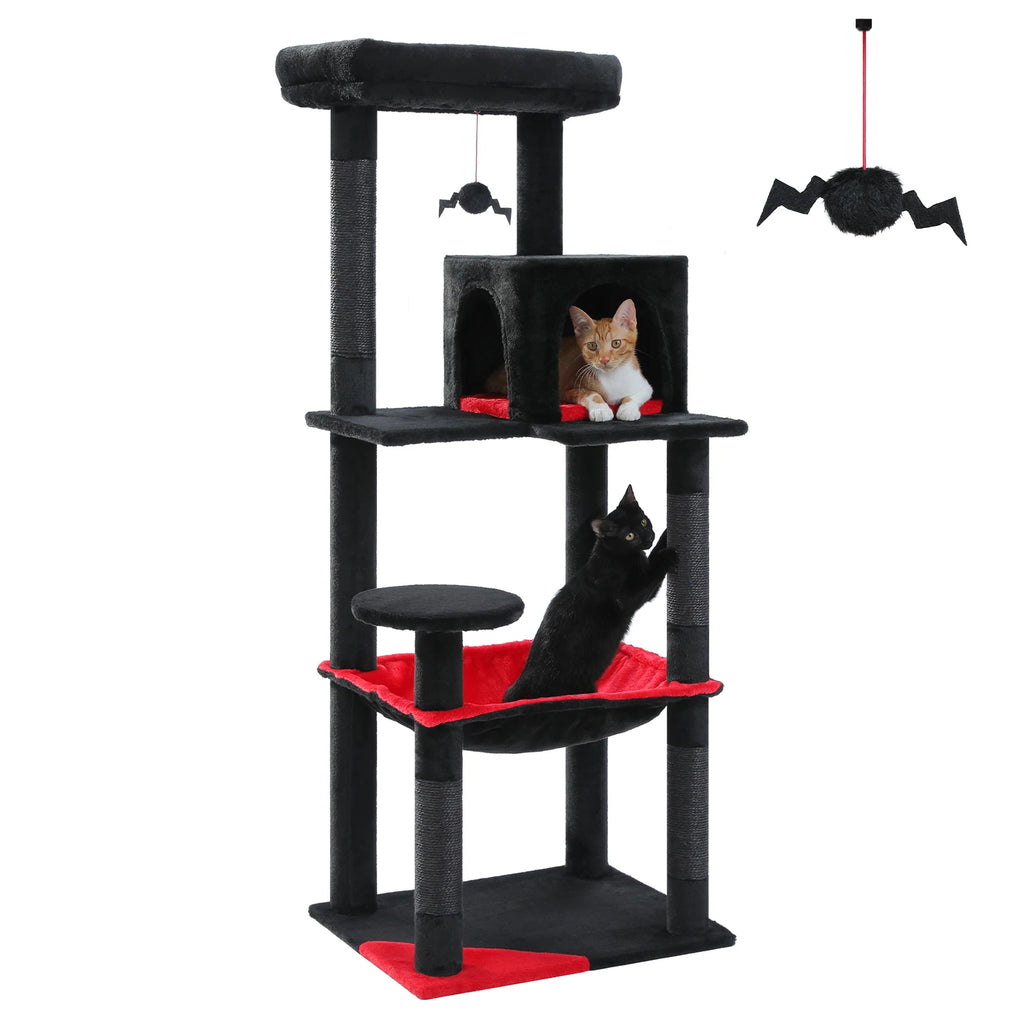 Tall Cat Tree with Large Hammock & Sisal Posts - Indoor Cat Tower