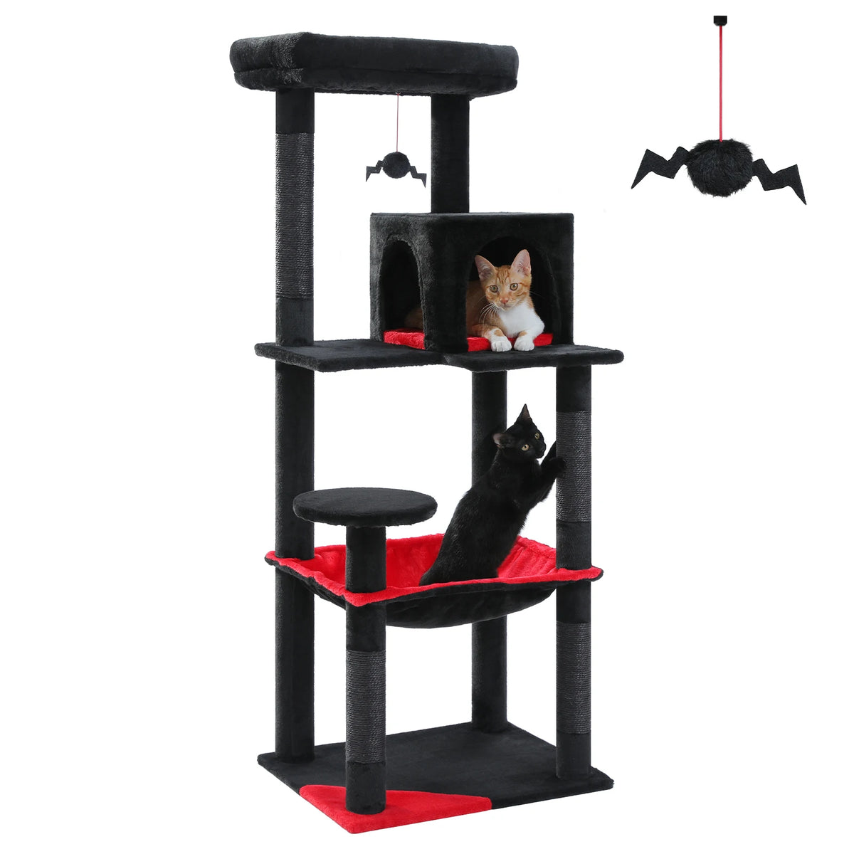 Tall Cat Tree with Large Hammock & Sisal Posts - Indoor Cat Tower