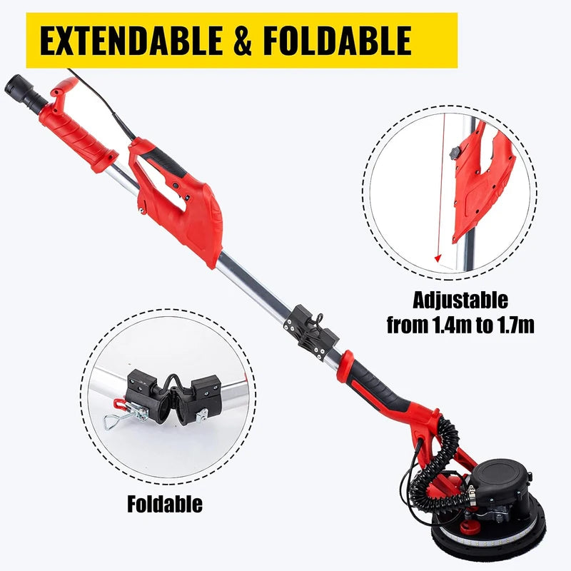 850W Variable Speed Drywall Sander with Foldable Handle and LED Light