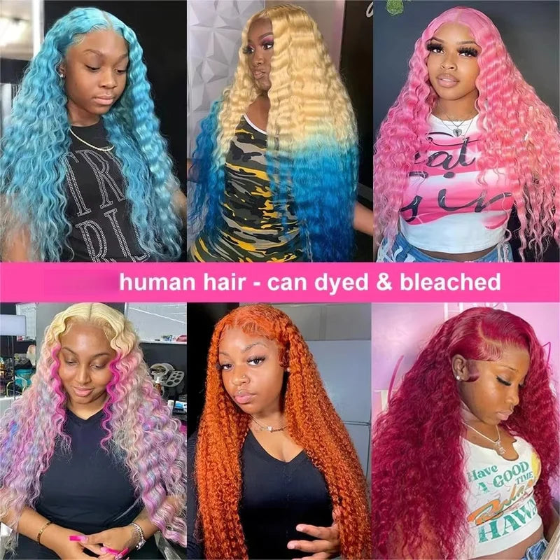 Blonde Lace Front Wigs 13X6 HD Transparent Human Hair 40 Inch Deep Wave, 250 Density