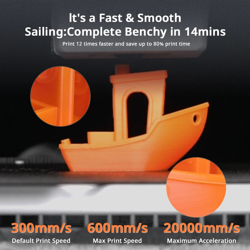 High-Speed 3D Printer with 4-Color Printing and Auto Leveling - Max 600mm/s