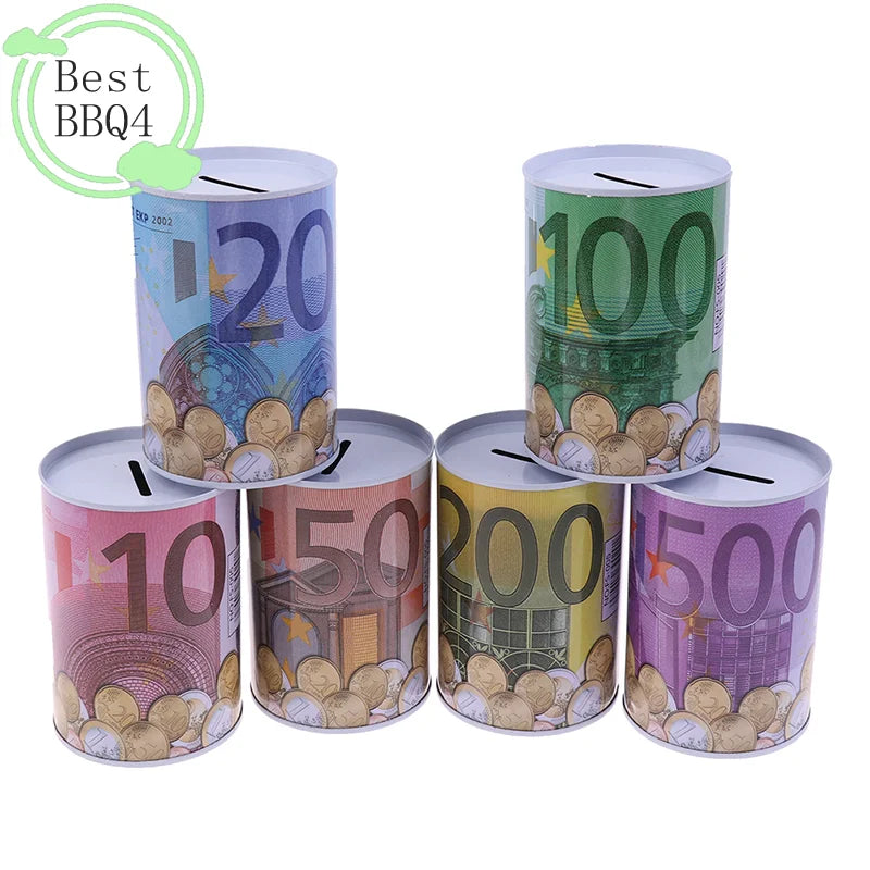 Creative Tinplate Cylinder Piggy Bank - Money Saving Box for Home Decor