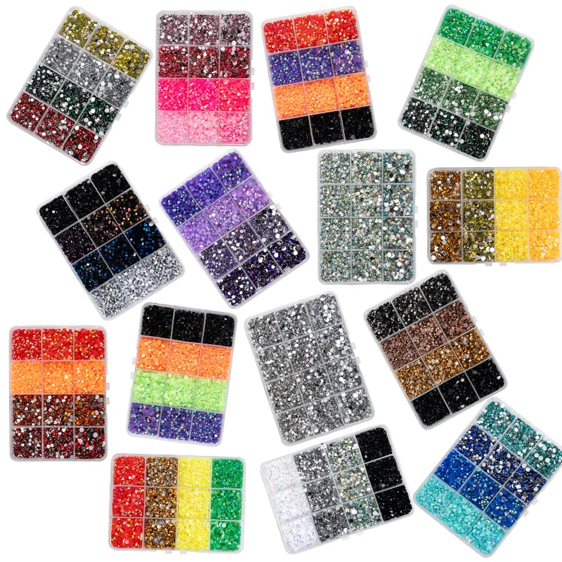 Resin Rhinestone Set 7200pcs Flatback Glue-On Nail Art Decorations