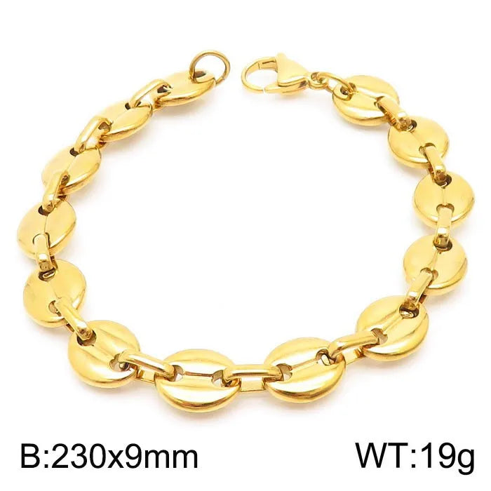 Multi-Size Gold Color Stainless Steel Chain Bracelet for Men Women Jewelry