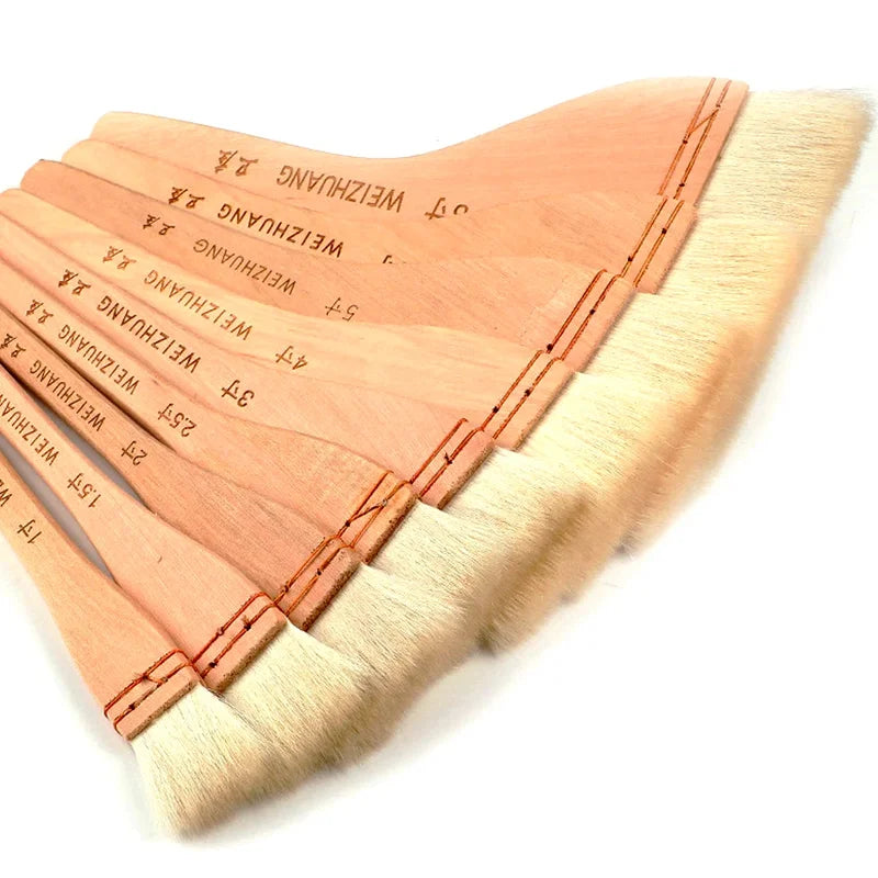 Wooden Handle Goat Hair Paint Brushes Set for Watercolor Acrylic Oil Painting - 10 Sizes