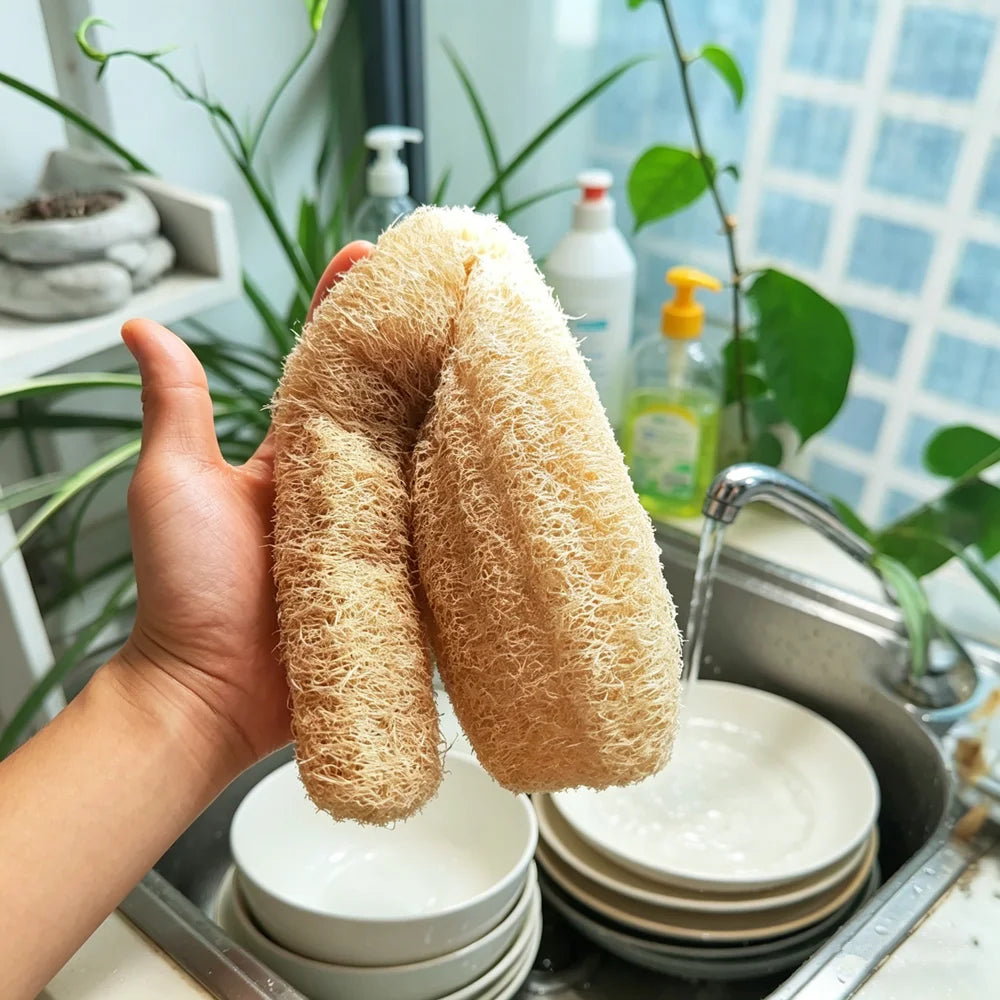 Natural Eco-Friendly Luffa Sponge Scrubber for Kitchen and Bath Cleaning & Exfoliation