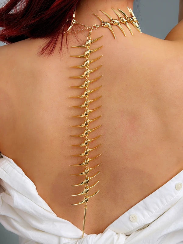 Edgy Skeleton Necklace for Women - Hip-Hop Style Alloy Jewelry for Parties & Daily Wear