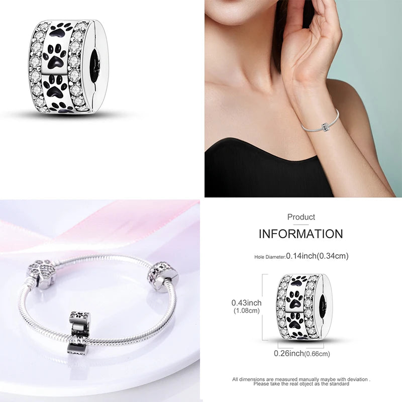 925 Sterling Silver Silicone Spacer Stopper Clip Charms for Jewelry DIY Women