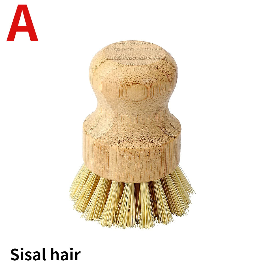 Bamboo Dish Scrub Brush & Soap Dish Set Eco-Friendly Kitchen Cleaning Tool