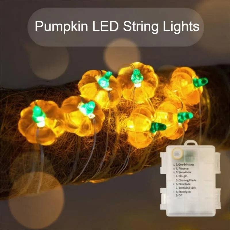 Pumpkin LED String Lights 1M 10 Bulbs Halloween Party Decor for Home & Garden
