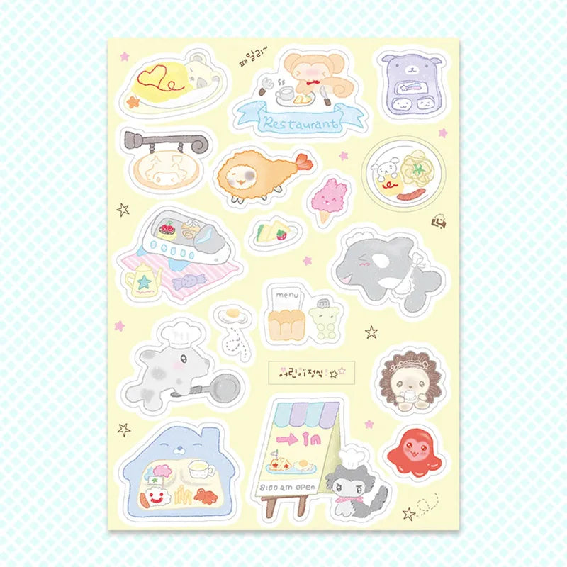Cute Ice Cream Puppy Sticker Set for DIY Decor - Heart-Shaped Tent IG Decor