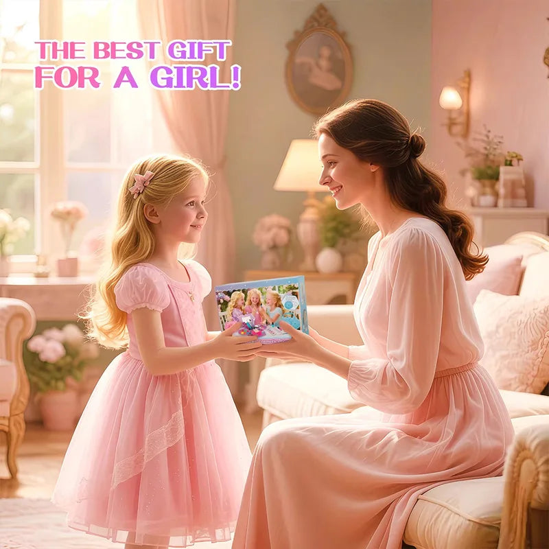 Kids Washable Makeup Kit with Snow Box & Nail Art Set - Girl Toys