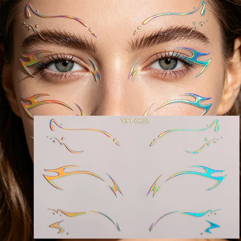 Holographic Eye & Face Sticker Set for Makeup & Party Looks - Waterproof, Easy Removal