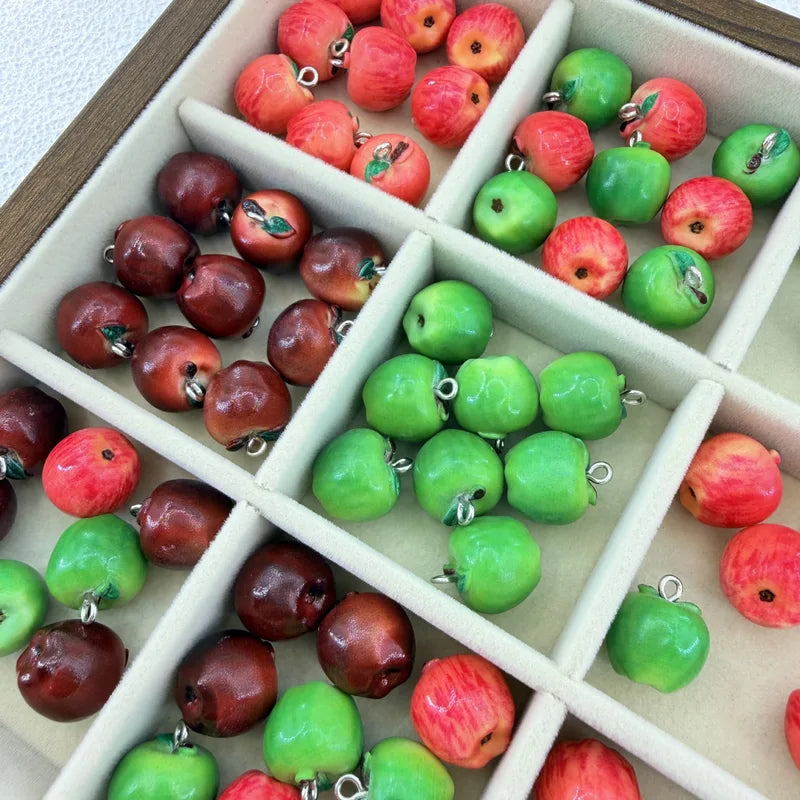 5Pcs 14x15MM 3D Resin Apple Charms Fruit Pendant Jewelry Spacer Beads DIY Jewelry Making