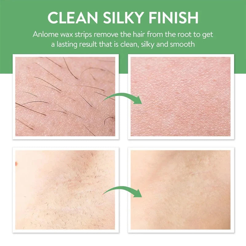 Depilatory Wax Strips for Hair Removal - Cold Wax Paper for Face Body Legs