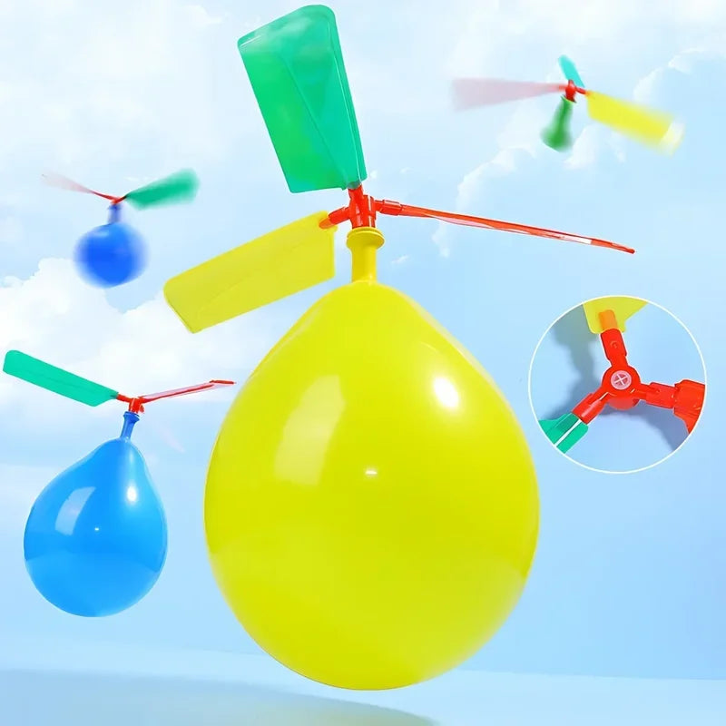 Kids Flying Helicopter Toy with Balloons and Wings - Creative Outdoor Play for Children