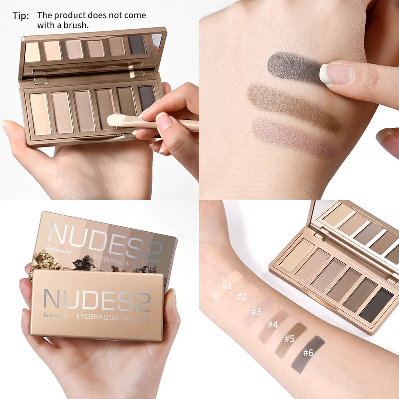 Long-Lasting Neutral Eyeshadow Palette with 3 Brushes - Matte & Waterproof Finish