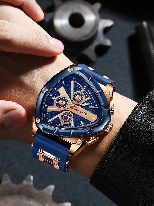 Men's Sports Quartz Watch with Silicone Strap Auto Date - Gift Idea