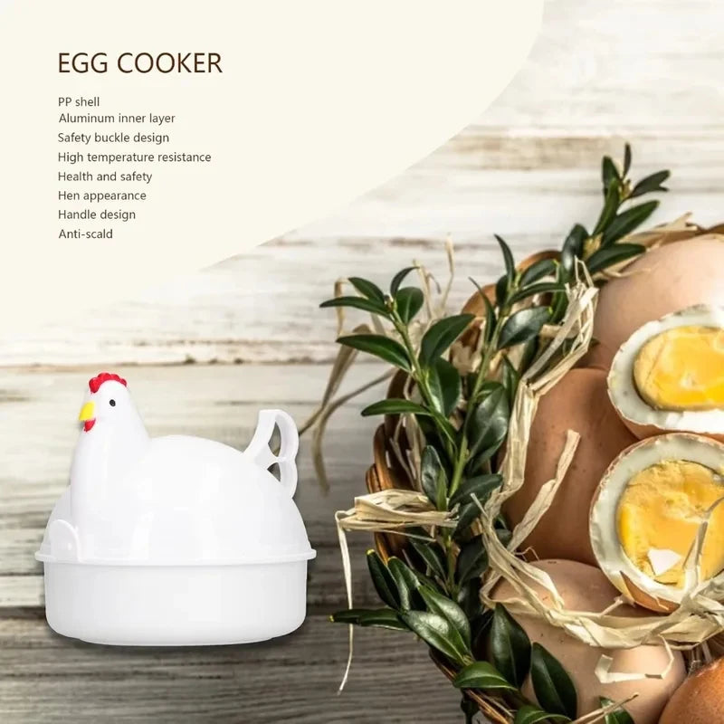 Microwave Chicken Shaped Egg Cooker for 4 Eggs - Aluminum Alloy Steamer Kitchen Gadget